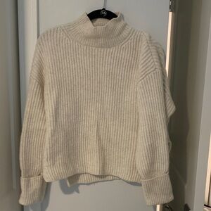 Topshop Cream Ribbed Turtleneck Sweater